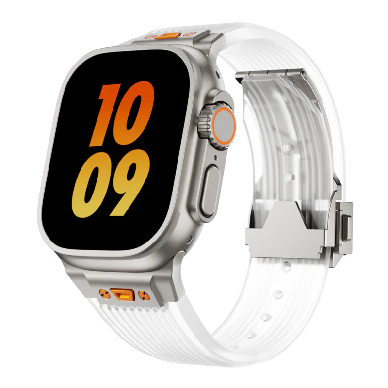 RM Transparent Silicone Band Compatible with Apple Watch – Sleek Clear Strap for Series 1–9 & Ultra