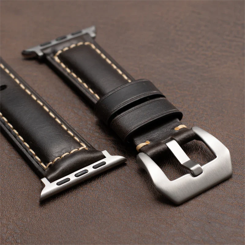 Straplix Nappa Leather Strap for Apple Watch – Soft Genuine Leather Band Compatible with 40mm 41mm 42mm 44mm 45mm 46mm 49mm