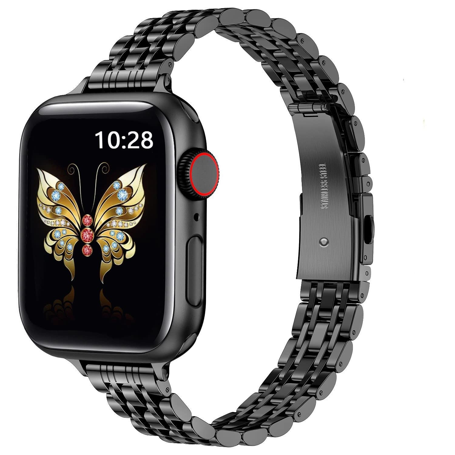 Straplix Slim Metal Band for Apple Watch – Lightweight Stainless Steel Strap Compatible with 38mm 40mm 41mm 42mm 44mm 45mm 46mm 49mm
