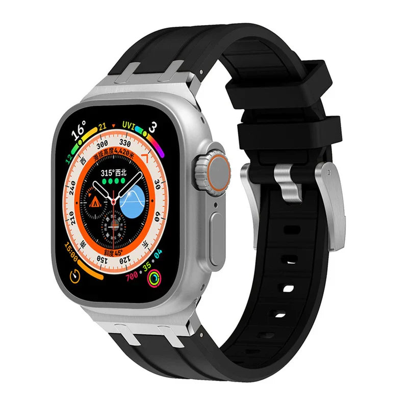 Luxury AP Mod Silicone Band Compatible with Apple Watch – Premium Strap for Series 1–9 & Ultra