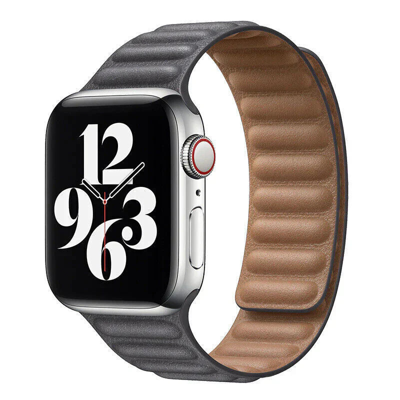 Straplix Magnetic Leather Link Band for Apple Watch – Genuine Leather Strap Compatible with 40mm 41mm 42mm 44mm 45mm 46mm 49mm