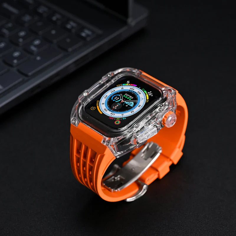 Straplix RM V30 Glacier Series Fluoroelastomer Band with Case for Apple Watch – Premium Retrofit Kit Compatible with 44mm 45mm