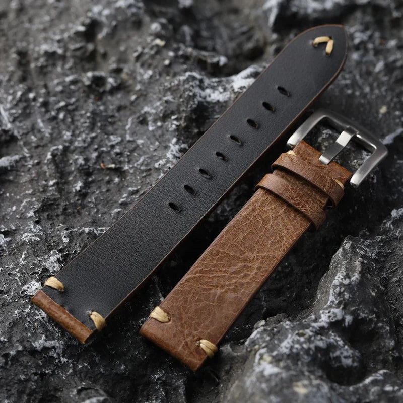 Straplix Vintage Cracked Leather Strap for Apple Watch – Distressed Texture Band Compatible with 40mm 41mm 42mm 44mm 45mm 46mm 49mm