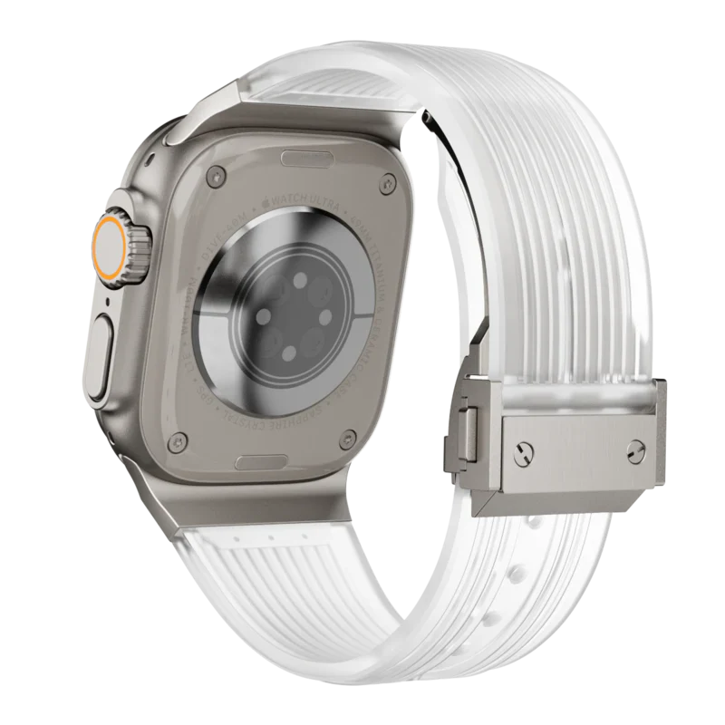 RM Transparent Silicone Band Compatible with Apple Watch – Sleek Clear Strap for Series 1–9 & Ultra