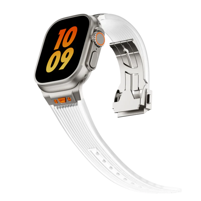 RM Transparent Silicone Band Compatible with Apple Watch – Sleek Clear Strap for Series 1–9 & Ultra