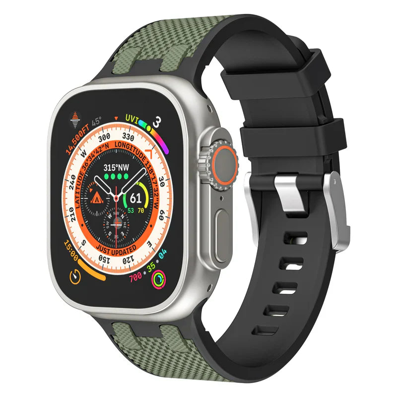 Straplix Dual-Color Silicone Band for Apple Watch – AP Style Soft Sport Strap Compatible with 44mm 45mm 46mm 49mm