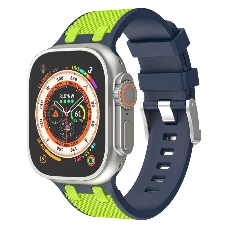 Straplix Dual-Color Silicone Band for Apple Watch – AP Style Soft Sport Strap Compatible with 44mm 45mm 46mm 49mm