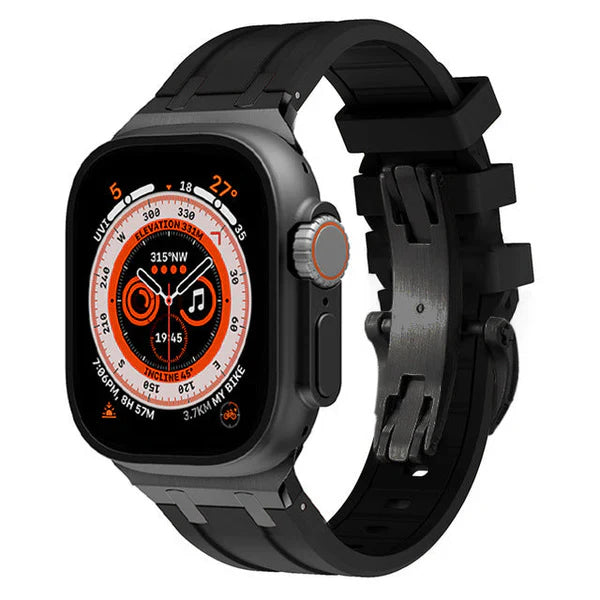 Thick Silicone Band with Titanium Adapter Compatible with Apple Watch – Rugged Strap for Series 1–9 & Ultra