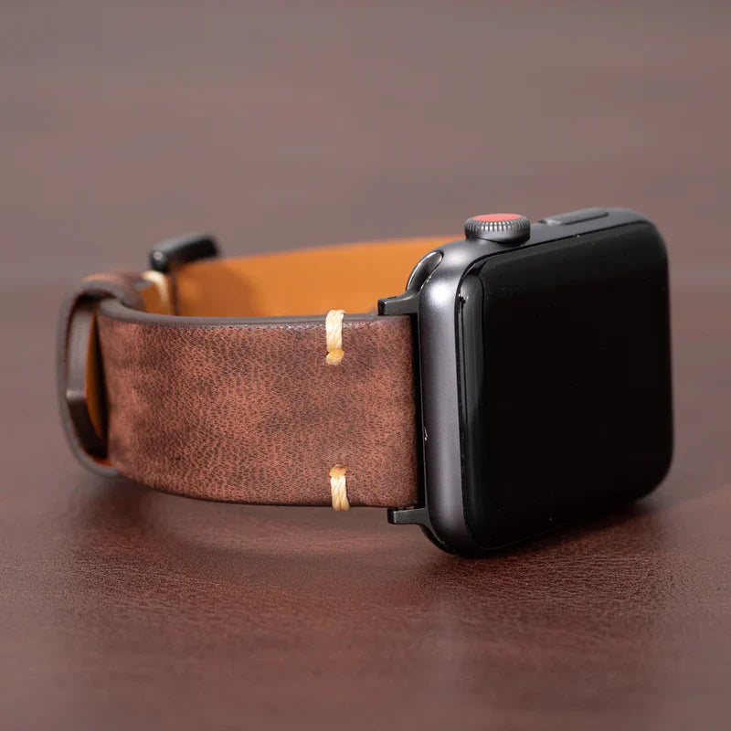 Straplix Modern Leather Band for Apple Watch – Sleek Genuine Leather Strap Compatible with 40mm 41mm 42mm 44mm 45mm 46mm 49mm