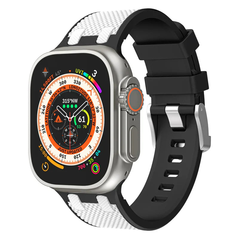 Straplix Dual-Color Silicone Band for Apple Watch – AP Style Soft Sport Strap Compatible with 44mm 45mm 46mm 49mm