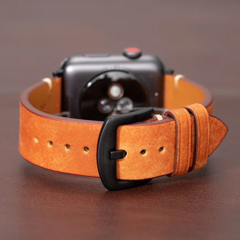 Straplix Modern Leather Band for Apple Watch – Sleek Genuine Leather Strap Compatible with 40mm 41mm 42mm 44mm 45mm 46mm 49mm