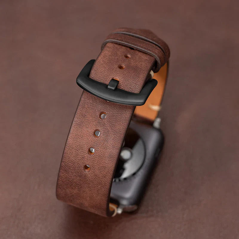 Straplix Modern Leather Band for Apple Watch – Sleek Genuine Leather Strap Compatible with 40mm 41mm 42mm 44mm 45mm 46mm 49mm