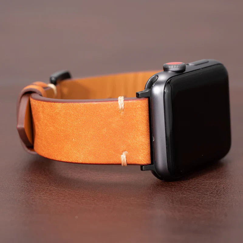 Straplix Modern Leather Band for Apple Watch – Sleek Genuine Leather Strap Compatible with 40mm 41mm 42mm 44mm 45mm 46mm 49mm