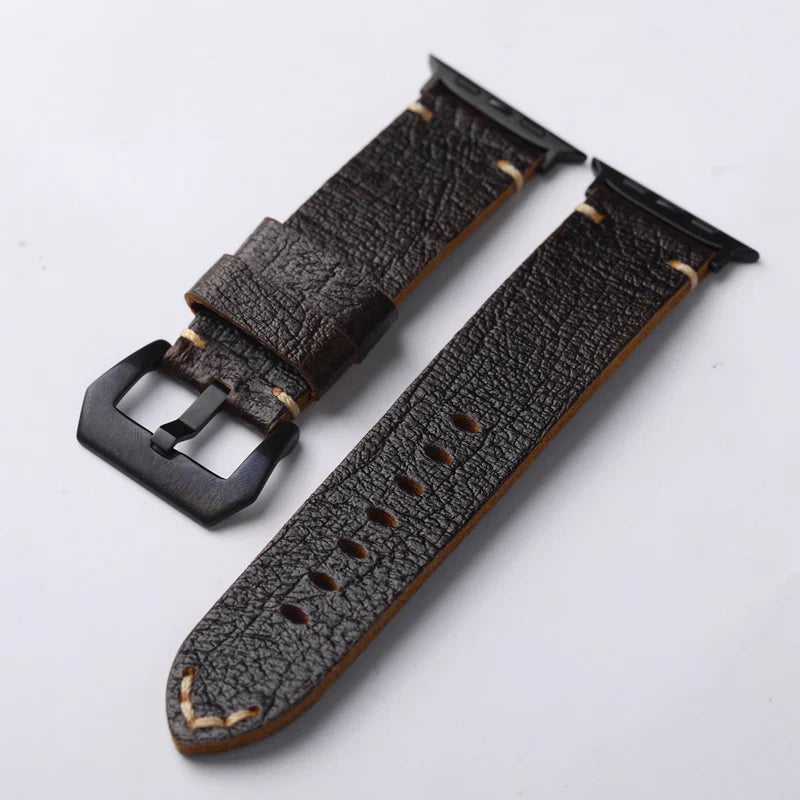Straplix Vintage Horween Leather Band for Apple Watch – Premium Full-Grain Leather Strap Compatible with 42mm 44mm 45mm 49mm