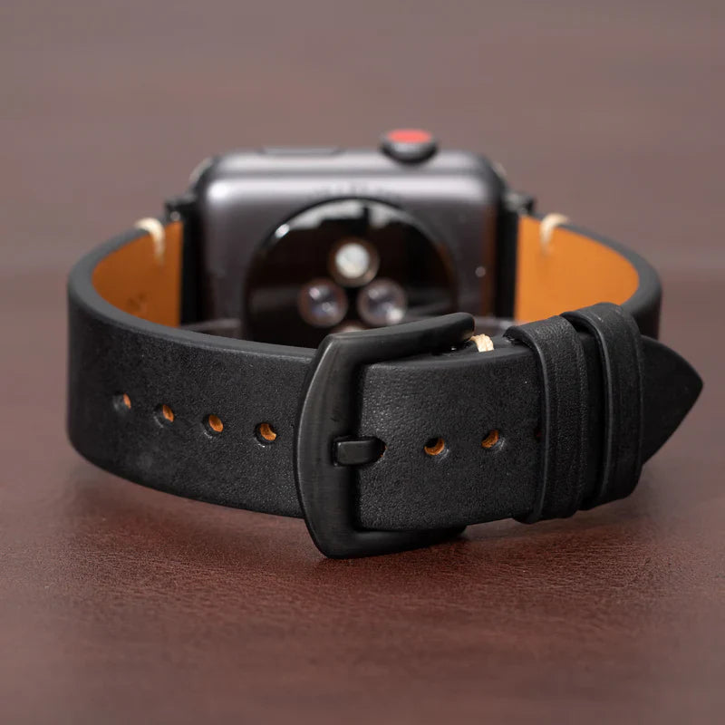 Straplix Modern Leather Band for Apple Watch – Sleek Genuine Leather Strap Compatible with 40mm 41mm 42mm 44mm 45mm 46mm 49mm