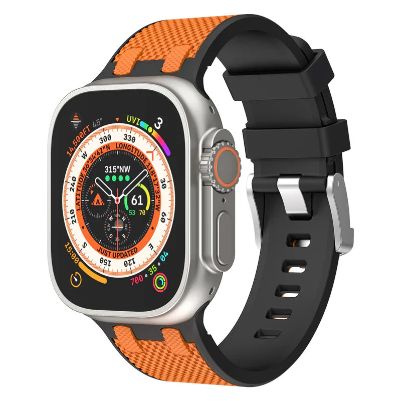 Straplix Dual-Color Silicone Band for Apple Watch – AP Style Soft Sport Strap Compatible with 44mm 45mm 46mm 49mm