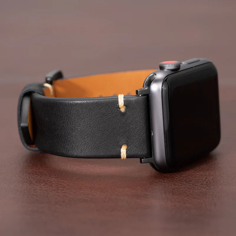 Straplix Modern Leather Band for Apple Watch – Sleek Genuine Leather Strap Compatible with 40mm 41mm 42mm 44mm 45mm 46mm 49mm