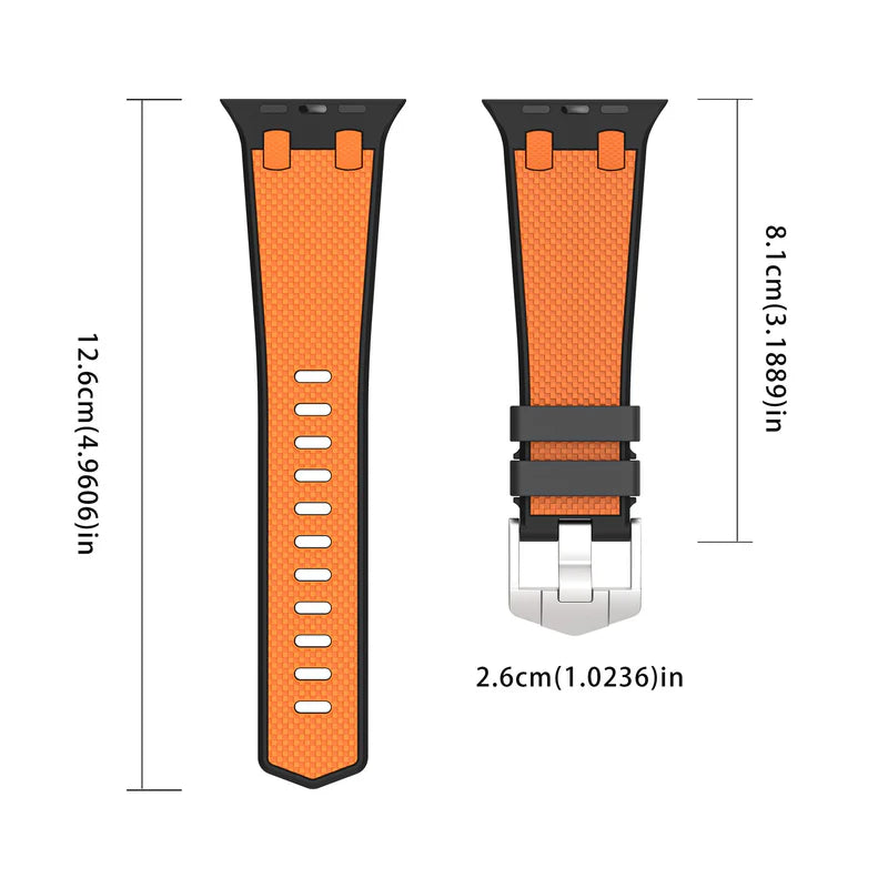 Straplix Dual-Color Silicone Band for Apple Watch – AP Style Soft Sport Strap Compatible with 44mm 45mm 46mm 49mm