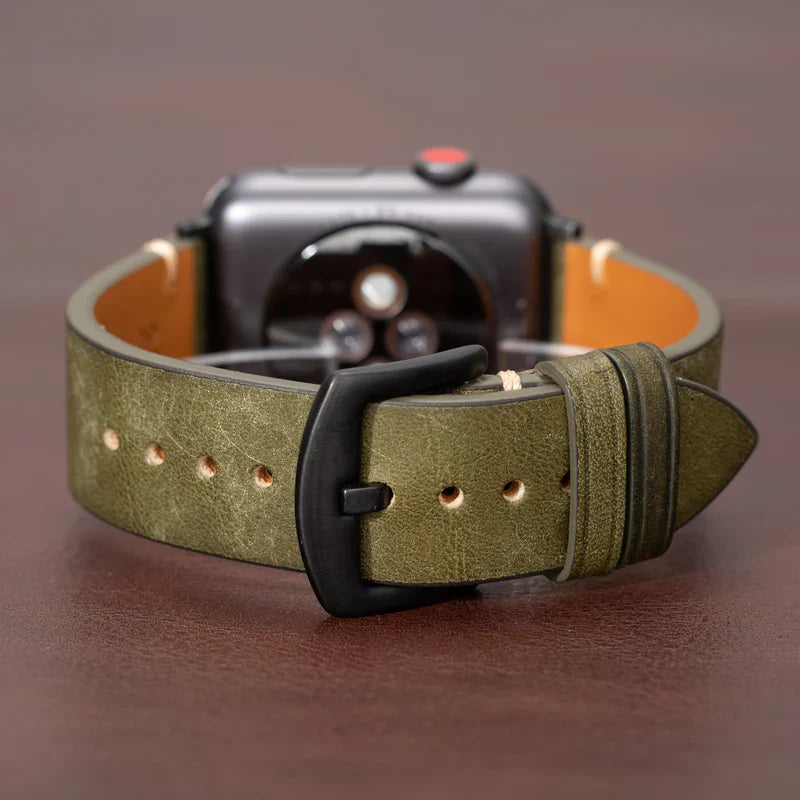 Straplix Modern Leather Band for Apple Watch – Sleek Genuine Leather Strap Compatible with 40mm 41mm 42mm 44mm 45mm 46mm 49mm