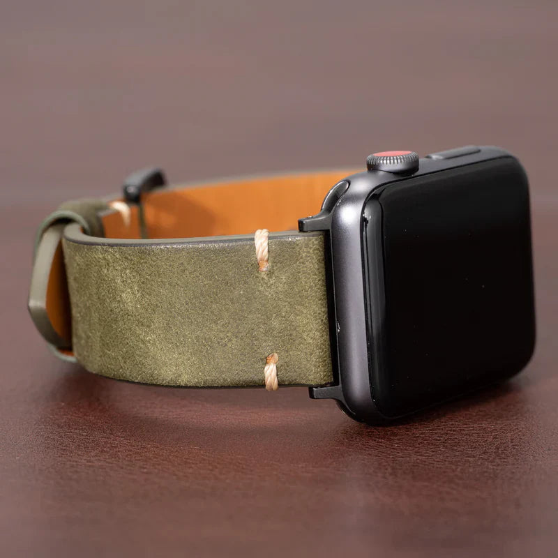 Straplix Modern Leather Band for Apple Watch – Sleek Genuine Leather Strap Compatible with 40mm 41mm 42mm 44mm 45mm 46mm 49mm