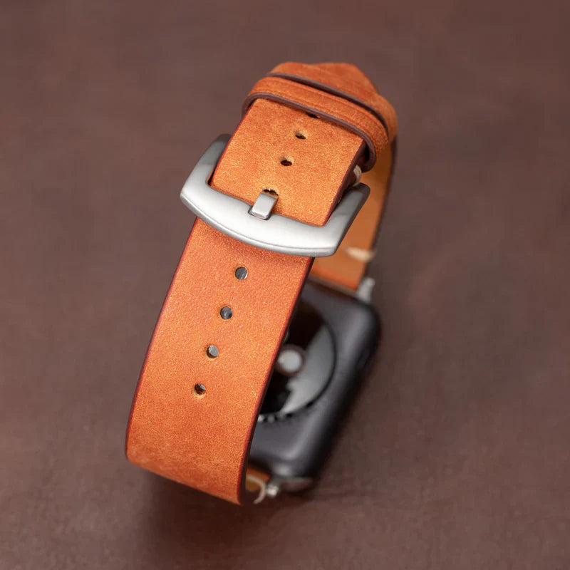 Straplix Modern Leather Band for Apple Watch – Sleek Genuine Leather Strap Compatible with 40mm 41mm 42mm 44mm 45mm 46mm 49mm