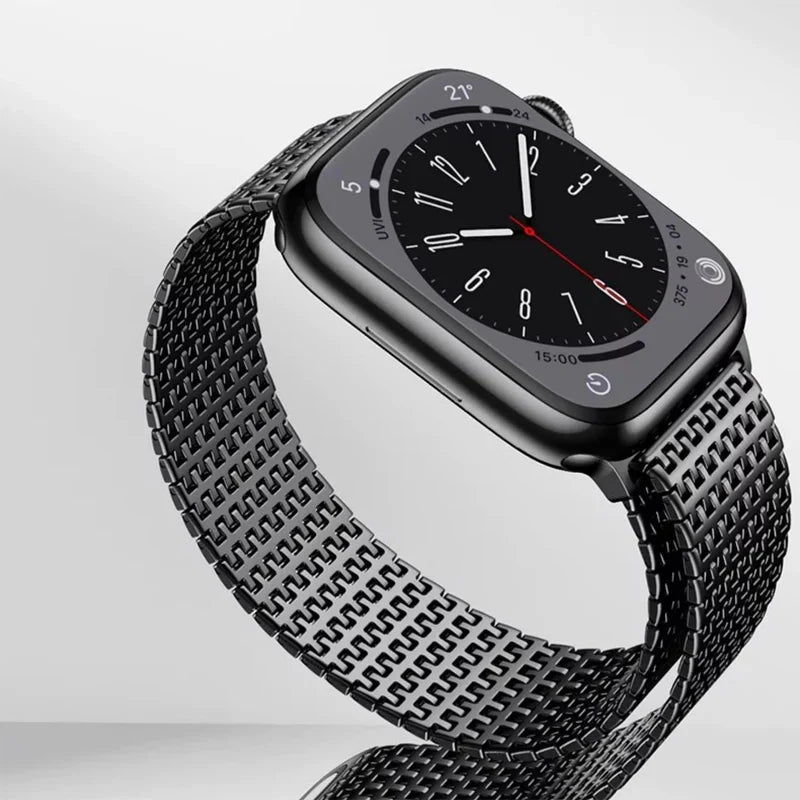 Straplix Designer Domino Stainless Steel Magnetic Band for Apple Watch – Premium Metal Strap Compatible with 40mm 41mm 42mm 44mm 45mm 46mm 49mm