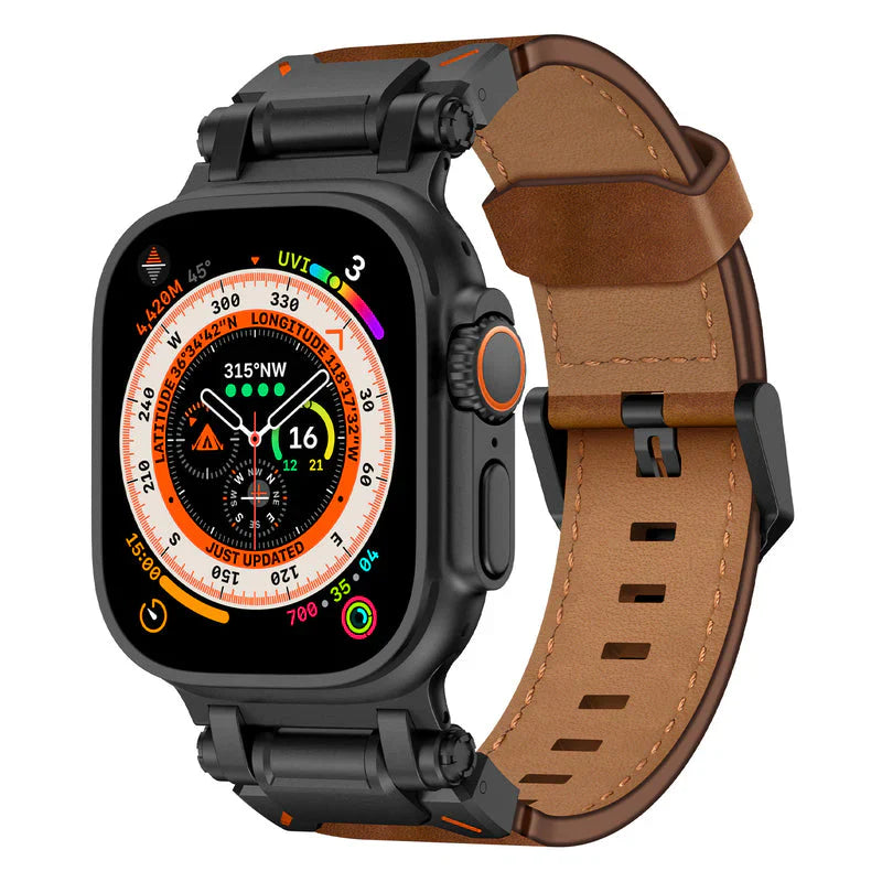 Straplix Explorer Crazy Horse Leather Band for Apple Watch – Vintage Full-Grain Strap Compatible with 44mm 45mm 46mm 49mm