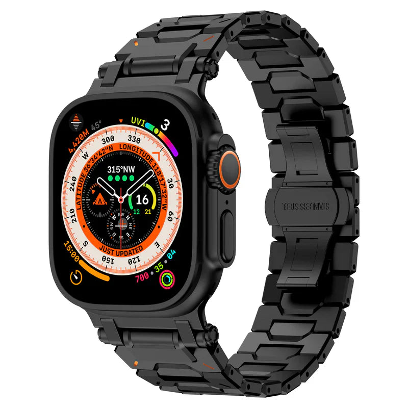 Straplix Explorer Stainless Steel Band for Apple Watch – Rugged Metal Strap Compatible with 44mm 45mm 46mm 49mm