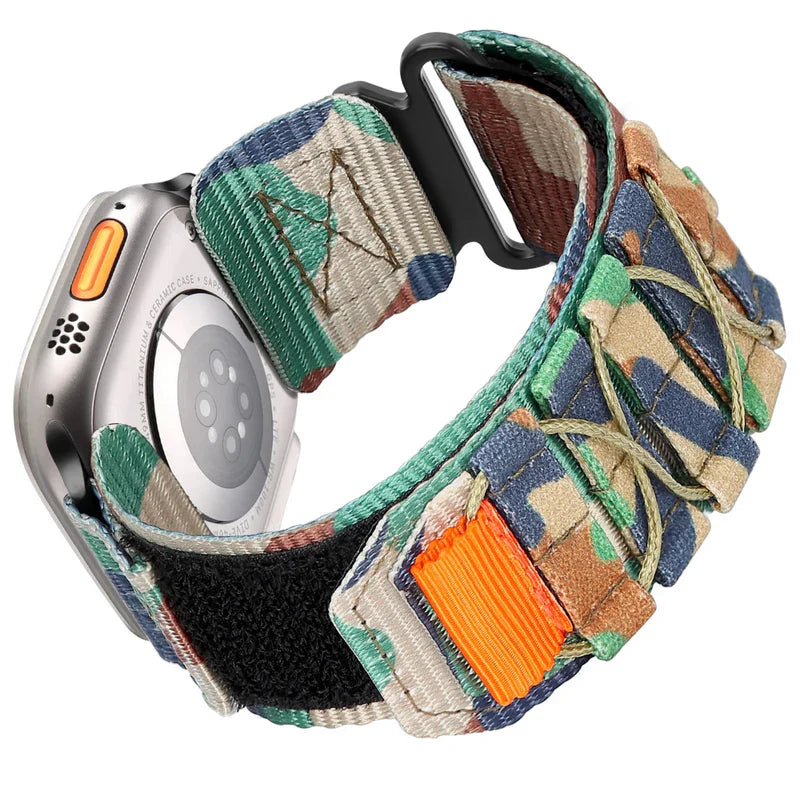 Nylon Canvas Loop Strap with Velcro for Apple Watch – Breathable & Adjustable Band for Series 1–9 & Ultra