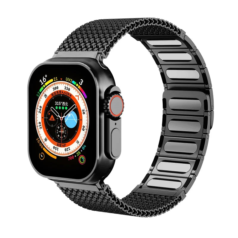 Straplix Stainless Steel Braided Magnetic Band for Apple Watch – Woven Metal Strap Compatible with 40mm 41mm 42mm 44mm 45mm 46mm 49mm