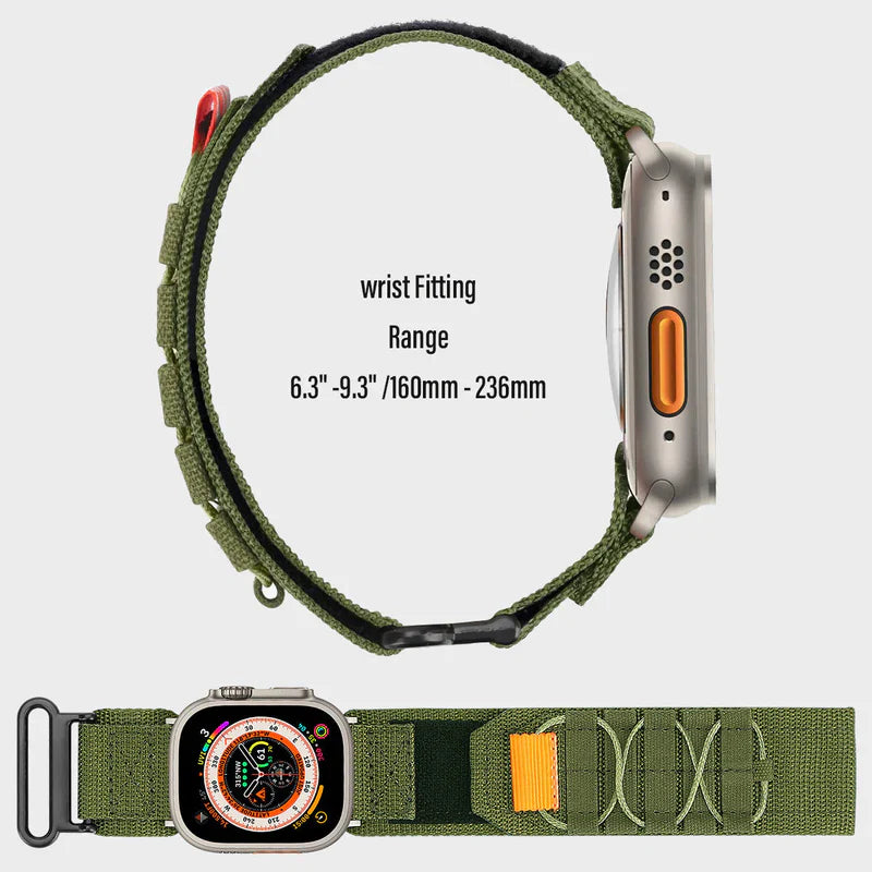 Nylon Canvas Loop Strap with Velcro for Apple Watch – Breathable & Adjustable Band for Series 1–9 & Ultra
