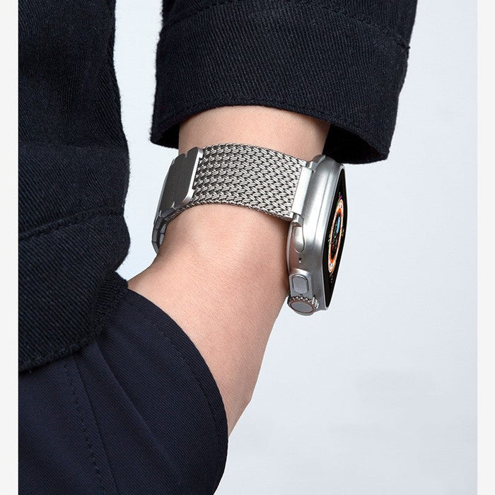 Straplix Stainless Steel Braided Magnetic Band for Apple Watch – Woven Metal Strap Compatible with 40mm 41mm 42mm 44mm 45mm 46mm 49mm