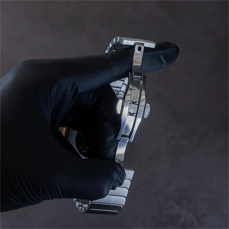 Straplix Stainless Steel Butterfly Buckle Band for Apple Watch – Classic Metal Strap Compatible with 40mm 41mm 42mm 44mm 45mm 46mm 49mm
