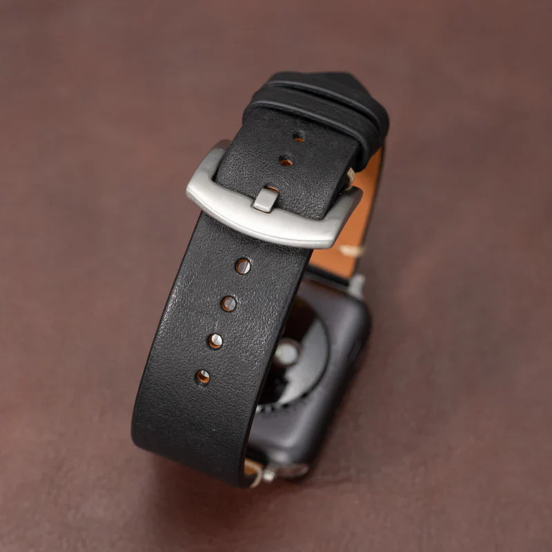 Straplix Modern Leather Band for Apple Watch – Sleek Genuine Leather Strap Compatible with 40mm 41mm 42mm 44mm 45mm 46mm 49mm