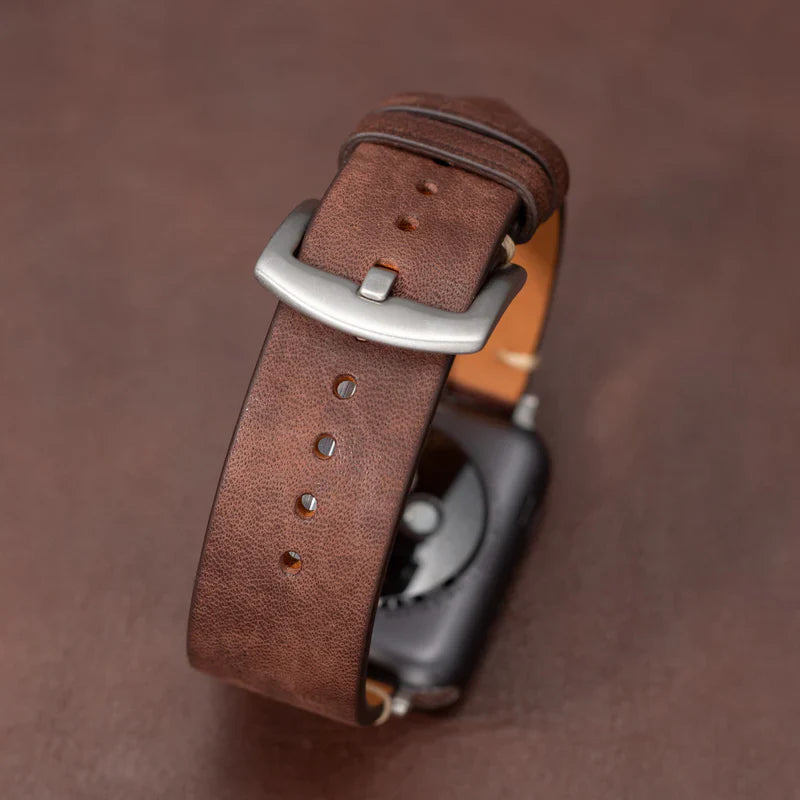 Straplix Modern Leather Band for Apple Watch – Sleek Genuine Leather Strap Compatible with 40mm 41mm 42mm 44mm 45mm 46mm 49mm