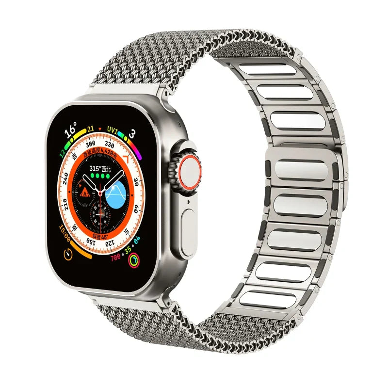 Straplix Stainless Steel Braided Magnetic Band for Apple Watch – Woven Metal Strap Compatible with 40mm 41mm 42mm 44mm 45mm 46mm 49mm