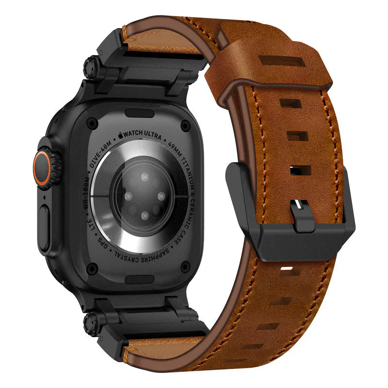 Straplix Explorer Crazy Horse Leather Band for Apple Watch – Vintage Full-Grain Strap Compatible with 44mm 45mm 46mm 49mm