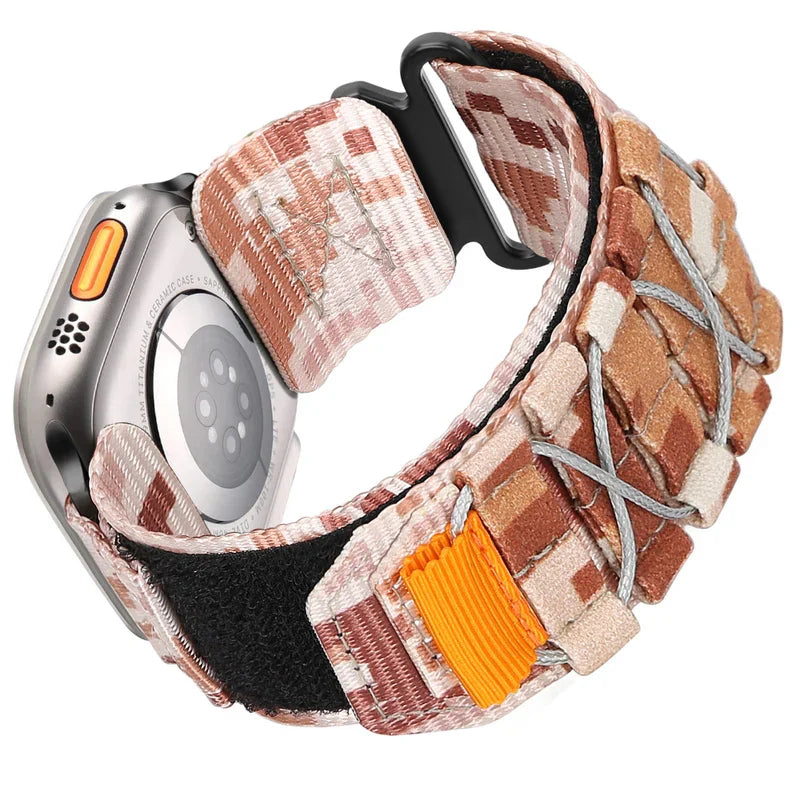 Nylon Canvas Loop Strap with Velcro for Apple Watch – Breathable & Adjustable Band for Series 1–9 & Ultra