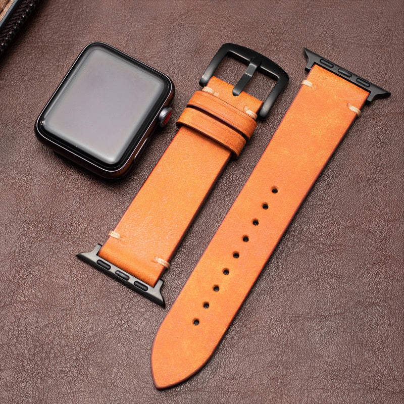 Straplix Modern Leather Band for Apple Watch – Sleek Genuine Leather Strap Compatible with 40mm 41mm 42mm 44mm 45mm 46mm 49mm