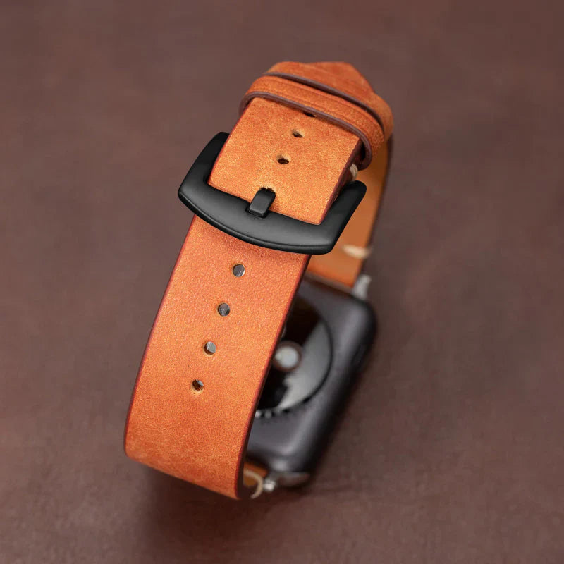 Straplix Modern Leather Band for Apple Watch – Sleek Genuine Leather Strap Compatible with 40mm 41mm 42mm 44mm 45mm 46mm 49mm