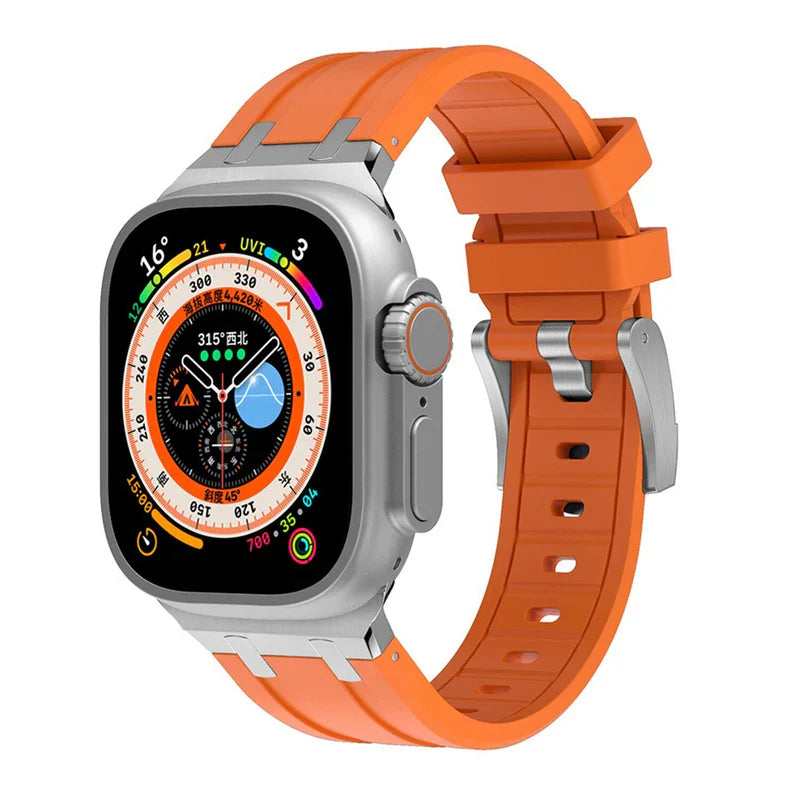 Luxury AP Mod Silicone Band Compatible with Apple Watch – Premium Strap for Series 1–9 & Ultra