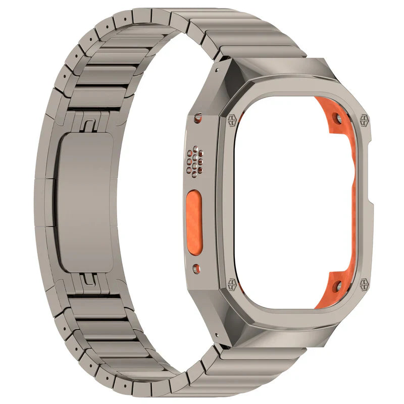 Straplix Stainless Steel Band with Case for Apple Watch Ultra – All-in-One Rugged Metal Strap & Protective Cover for 49mm