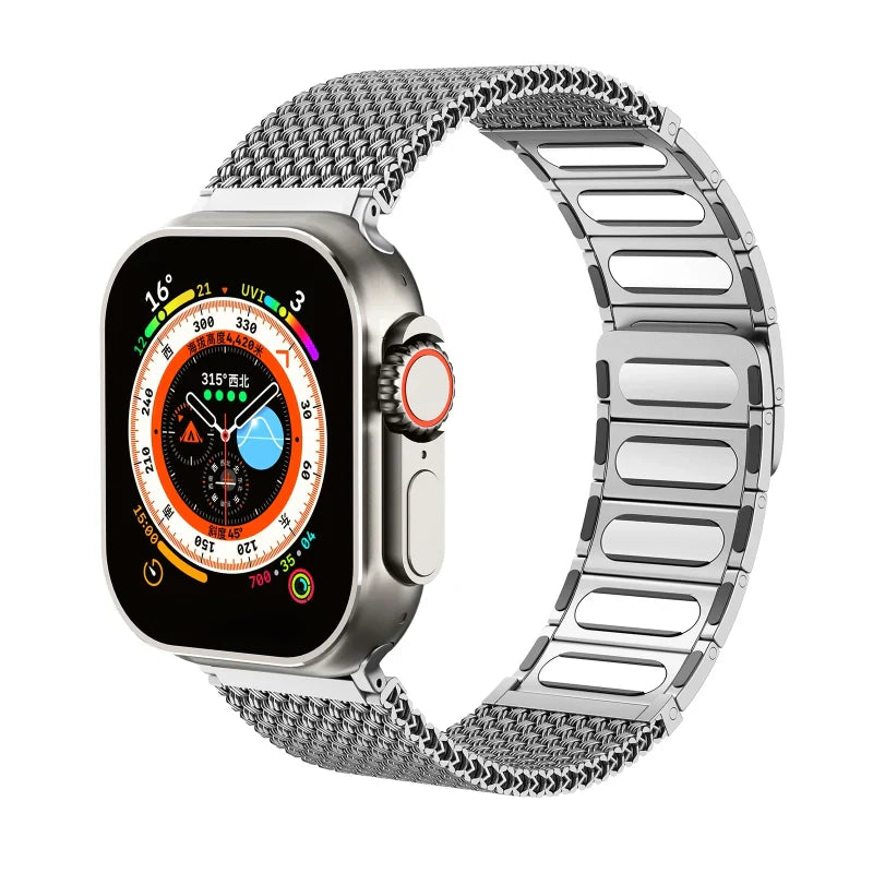 Straplix Stainless Steel Braided Magnetic Band for Apple Watch – Woven Metal Strap Compatible with 40mm 41mm 42mm 44mm 45mm 46mm 49mm