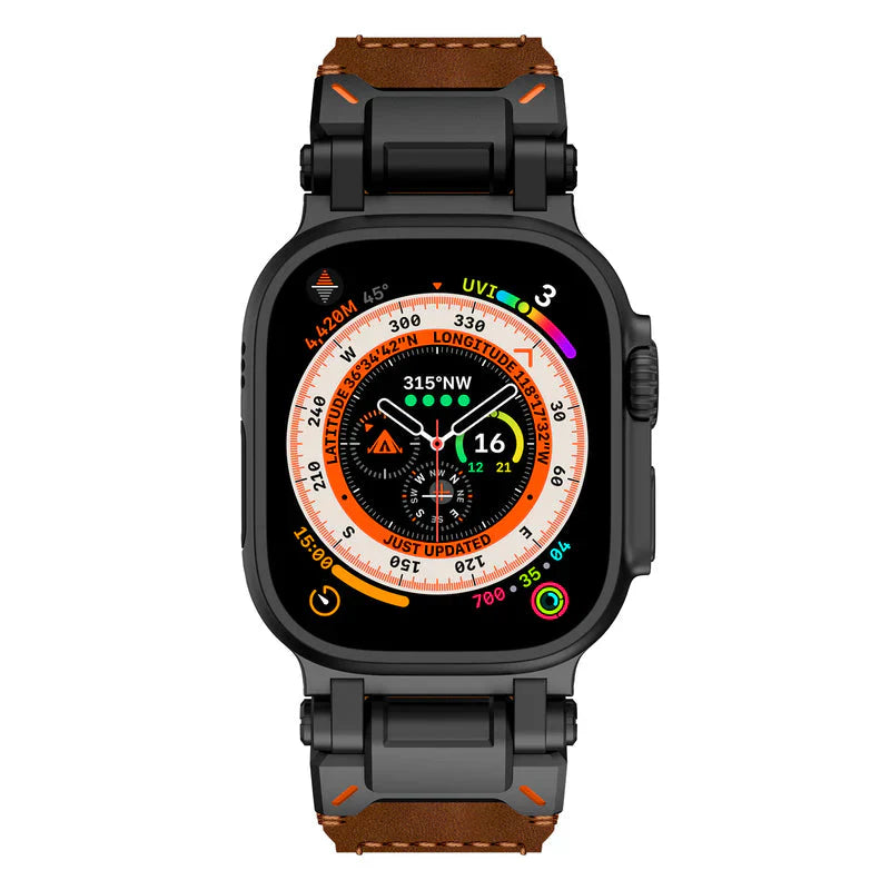 Straplix Explorer Crazy Horse Leather Band for Apple Watch – Vintage Full-Grain Strap Compatible with 44mm 45mm 46mm 49mm