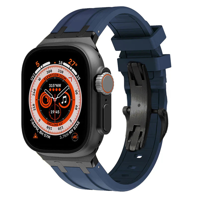 Thick Silicone Band with Titanium Adapter Compatible with Apple Watch – Rugged Strap for Series 1–9 & Ultra
