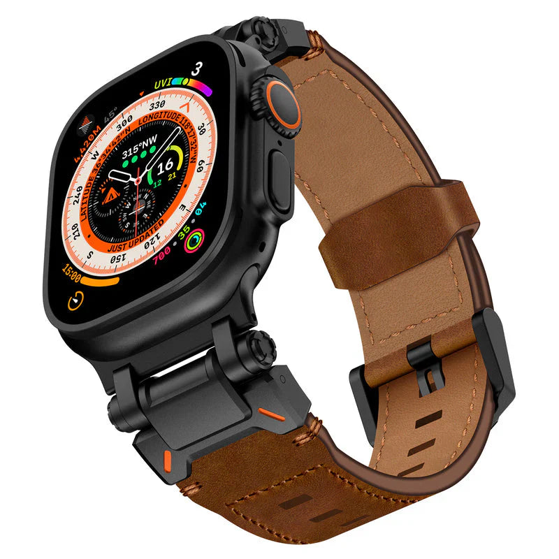 Straplix Explorer Crazy Horse Leather Band for Apple Watch – Vintage Full-Grain Strap Compatible with 44mm 45mm 46mm 49mm