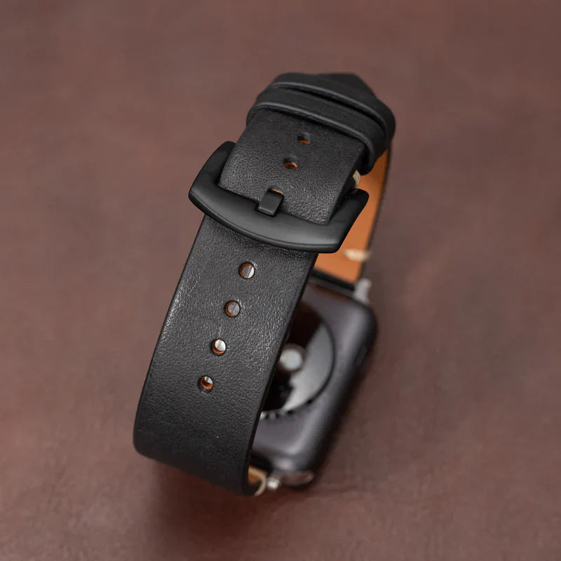 Straplix Modern Leather Band for Apple Watch – Sleek Genuine Leather Strap Compatible with 40mm 41mm 42mm 44mm 45mm 46mm 49mm