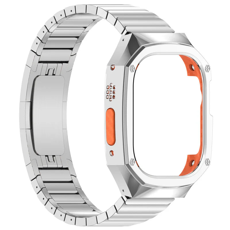 Straplix Stainless Steel Band with Case for Apple Watch Ultra – All-in-One Rugged Metal Strap & Protective Cover for 49mm