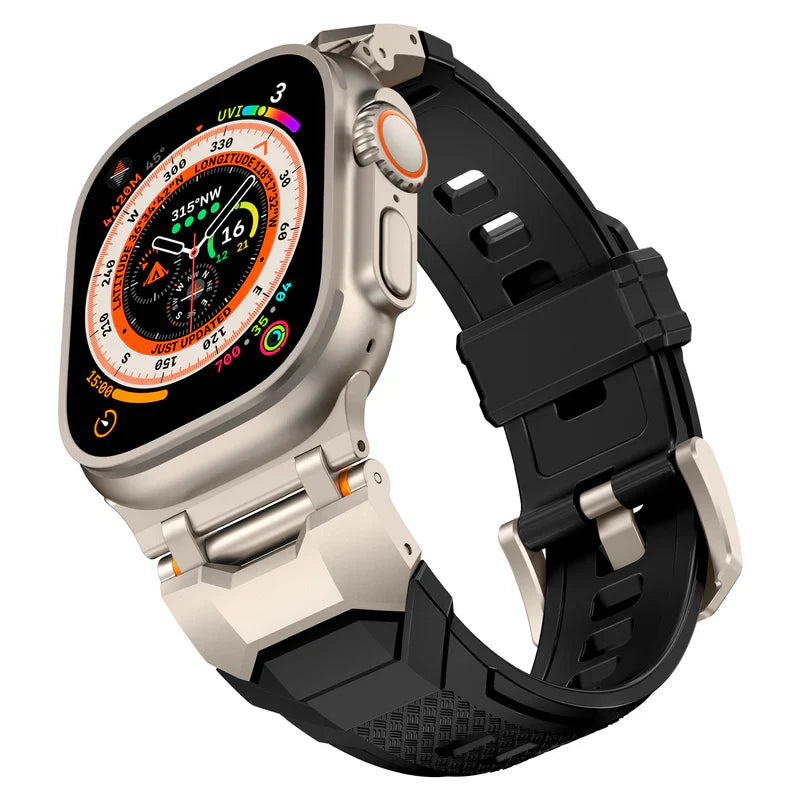 Straplix Sharp Wings FKM Rubber Band for Apple Watch – Premium Fluoroelastomer Strap Compatible with 44mm 45mm 46mm 49mm