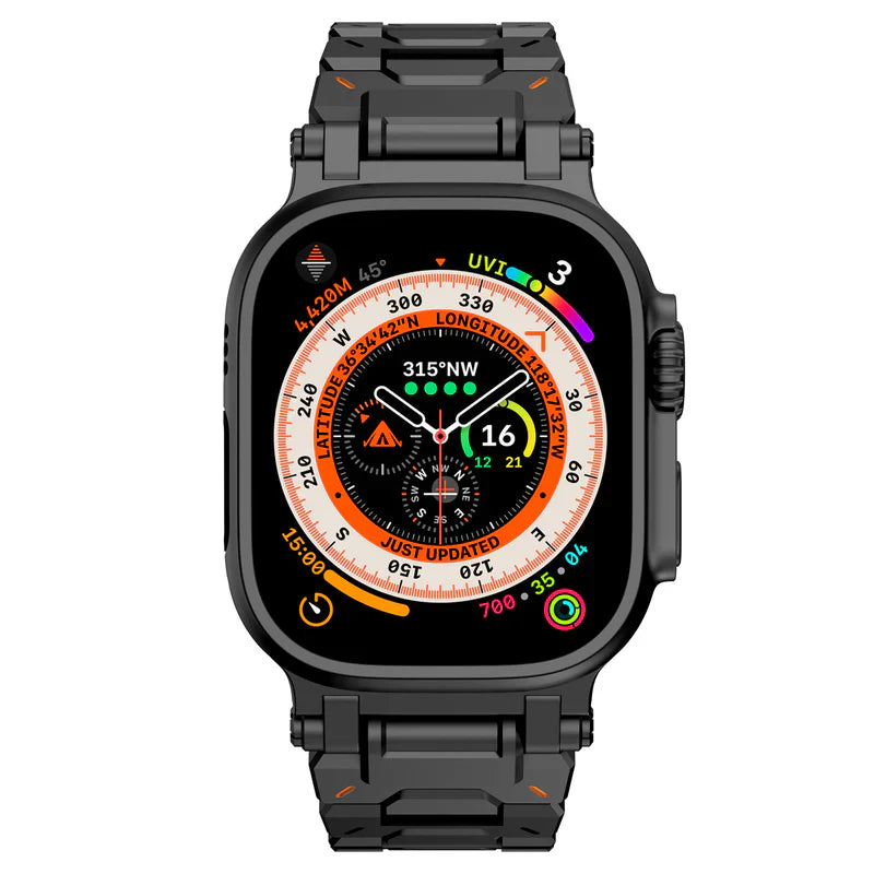 Straplix Explorer Stainless Steel Band for Apple Watch – Rugged Metal Strap Compatible with 44mm 45mm 46mm 49mm